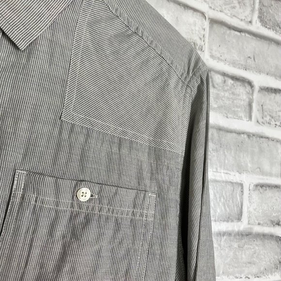Toad & Co Gray Micro Striped Casual Lightweight Long Sleeve Button Shirt Medium - Picture 3 of 9